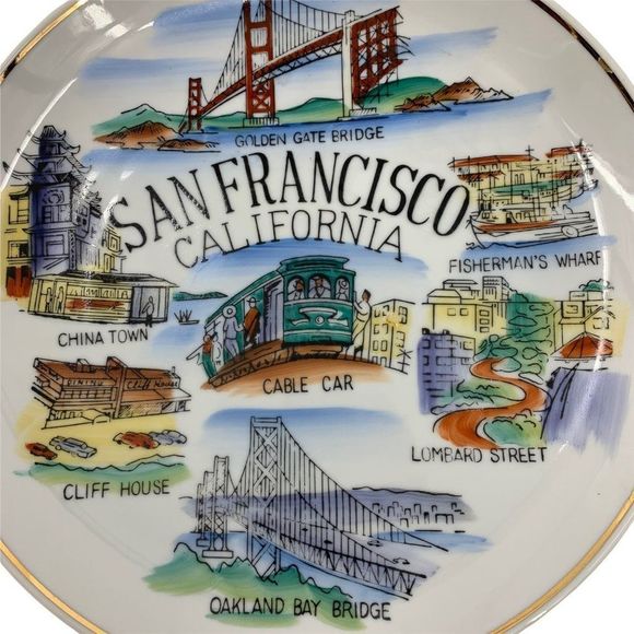 San Francisco CA Collector Vintage Souvenir Plate Japan Large 10" 0184 - Picture 3 of 6